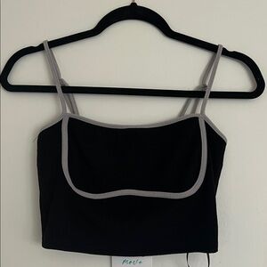 Le Lis Black and Gray Crop Top